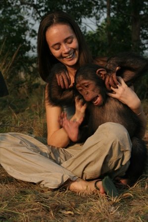 Bonobo monkey and friend